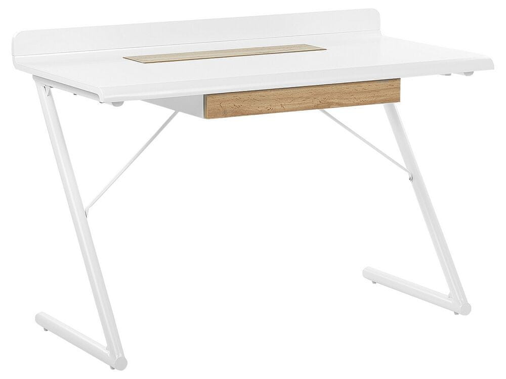 Beliani Písací stôl 120 x 60 cm biely so svetlým drevom FOCUS